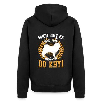 Nur mit meinem Do Khyi Tibetmastiff Tibetdogge - Unisex Premium Bio Zip Hoodie - Schwarz - Hinten - Nico (187cm)