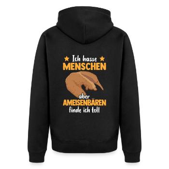 Ameisenbären finde ich toll Ameisenfresser - Unisex Premium Bio Zip Hoodie - Schwarz - Hinten - Nico (187cm)