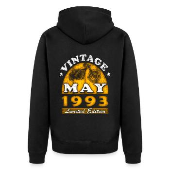 Moto moto Né en mai 1993 - Veste à capuche bio Premium Unisexe - noir - Dos - Nico (187cm)