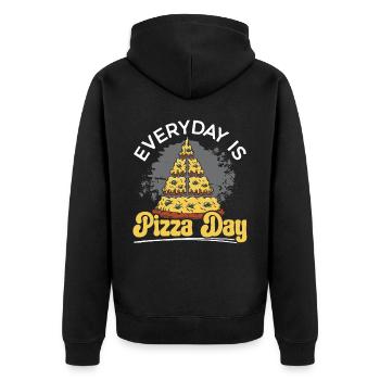 Everyday Is Pizza Day Pizza Lover Italian Food - Unisex Premium Organic Zip Hoodie - black - Back - Nico (187cm)