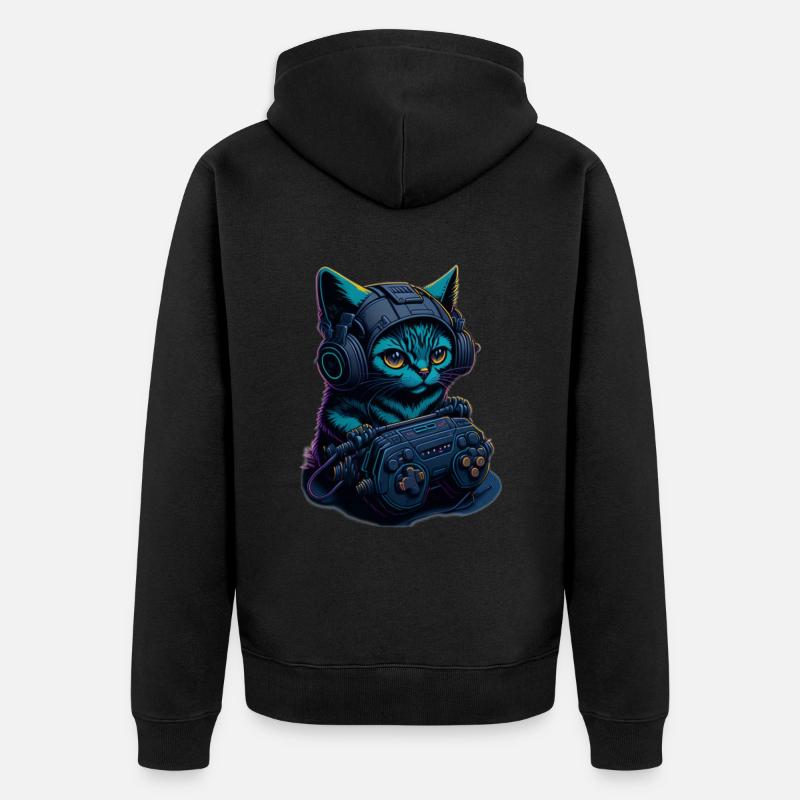 Chat de jeu - Veste à capuche bio Premium Unisexe - noir