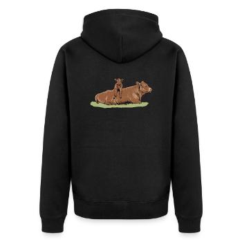 Limousin beef I France cattle breeding for - Unisex Premium Organic Zip Hoodie - black - Back - Nico (187cm)