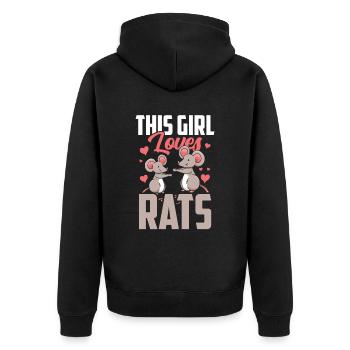 Dieses Mädchen Liebt Ratten Süß Tier Ratte - Unisex Premium Bio Zip Hoodie - Schwarz - Hinten - Nico (187cm)
