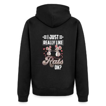 I just like rats very cute rat animal - Unisex Premium Organic Zip Hoodie - black - Back - Nico (187cm)