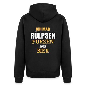 Vater Männer Bier Vatertag Ehemann Opa - Unisex Premium Bio Zip Hoodie - Schwarz - Hinten - Nico (187cm)