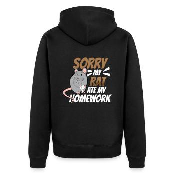 Meine Ratte Hat Meine Hausaufgaben Gefressen Tier - Unisex Premium Bio Zip Hoodie - Schwarz - Hinten - Nico (187cm)
