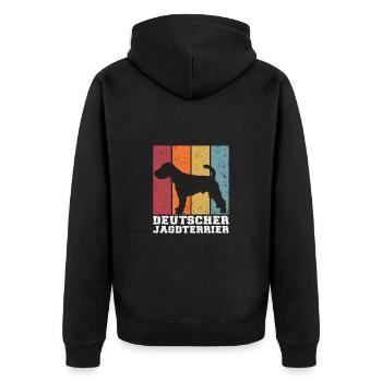 Deutscher Jagdterrier - Unisex Premium Bio Zip Hoodie - Schwarz - Hinten - Nico (187cm)