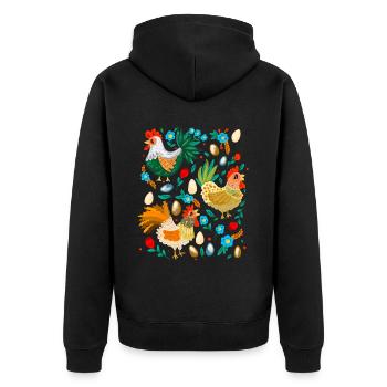 Poulets heureux colorés Amateurs de poulet Elevage de poulets - Veste à capuche bio Premium Unisexe - noir - Dos - Nico (187cm)
