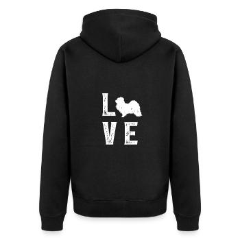 Havanese Love - Unisex Premium Bio Zip Hoodie - Schwarz - Hinten - Nico (187cm)