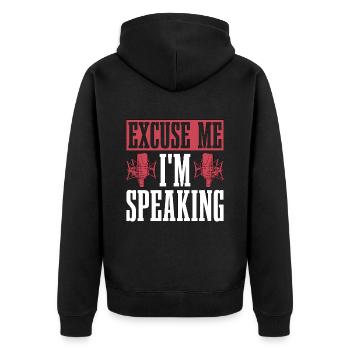 Voice Actor Excuse Me I'm Speaking Voice Acting - Unisex Premium Bio Zip Hoodie - Schwarz - Hinten - Nico (187cm)