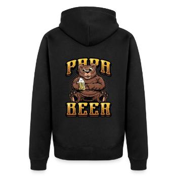 Daddy beer, teddy bear drinks beer - Unisex Premium Organic Zip Hoodie - black - Back - Nico (187cm)