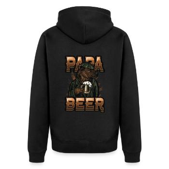 Daddy beer, teddy bear drinks beer - Unisex Premium Organic Zip Hoodie - black - Back - Nico (187cm)