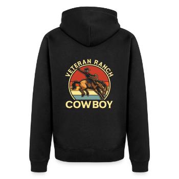 Rodeo Cowboy Veteran Ranch Cowboy - Unisex Premium Bio Zip Hoodie - Schwarz - Hinten - Nico (187cm)