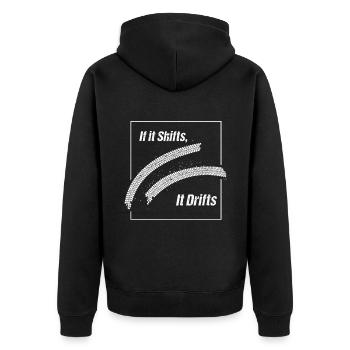 Wenn es schaltet, driftet JDM-Autorennen - Unisex Premium Bio Zip Hoodie - Schwarz - Hinten - Nico (187cm)