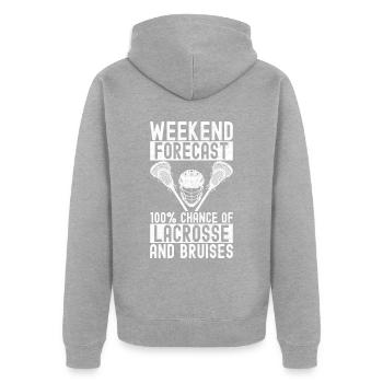 Lacrosse - Unisex Premium Bio Zip Hoodie - Grau meliert - Hinten - Nico (187cm)