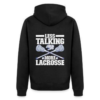 Lacrosse - Unisex Premium Bio Zip Hoodie - Schwarz - Hinten - Nico (187cm)