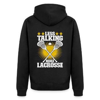 Lacrosse - Unisex Premium Bio Zip Hoodie - Schwarz - Hinten - Nico (187cm)
