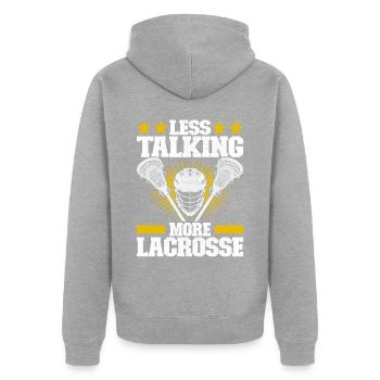 Lacrosse - Unisex Premium Bio Zip Hoodie - Grau meliert - Hinten - Nico (187cm)