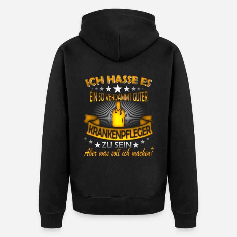 KRANKENPFLEGER - Unisex Premium Bio Zip Hoodie - Schwarz