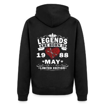 Mai 1988 Geschenk Schlagzeug Schlagzeuger - Unisex Premium Bio Zip Hoodie - Schwarz - Hinten - Nico (187cm)