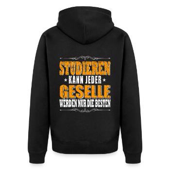 Geselle Handwerker Handwerksgeselle Elektrotechnik - Unisex Premium Bio Zip Hoodie - Schwarz - Hinten - Nico (187cm)