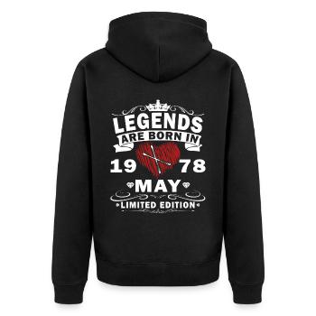Mai 1978 Geschenk Schlagzeug Schlagzeuger - Unisex Premium Bio Zip Hoodie - Schwarz - Hinten - Nico (187cm)
