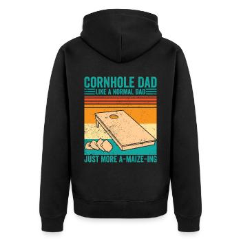 Funny Cornhole Retro - Unisex Premium Organic Zip Hoodie - black - Back - Nico (187cm)
