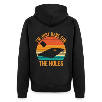 Funny Cornhole Corn Hole Retro - Unisex Premium Organic Zip Hoodie - black - Back - Nico (187cm)