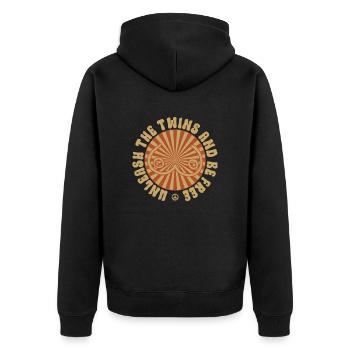 Unleash the twins and be free - No bra - Unisex Premium Organic Zip Hoodie - black - Back - Nico (187cm)