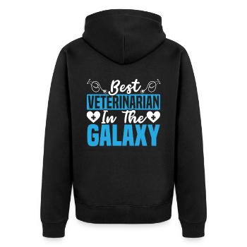 Tierflüsterer, Tierarzt, Tierarzt, Tierarzt - Unisex Premium Bio Zip Hoodie - Schwarz - Hinten - Nico (187cm)