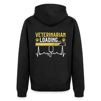 Veterinarian Loading Animal Doctor Veterinary - Unisex Premium Organic Zip Hoodie - black - Back - Nico (187cm)