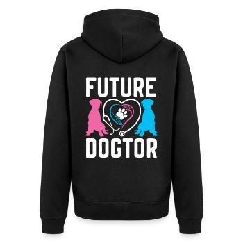 Future Dogtor Veterinarian Animal Doctor Vet - Unisex Premium Organic Zip Hoodie - black - Back - Nico (187cm)