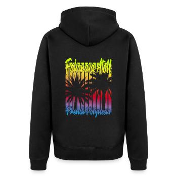 Sunset in Fakarava Atoll - Unisex Premium Organic Zip Hoodie - black - Back - Nico (187cm)