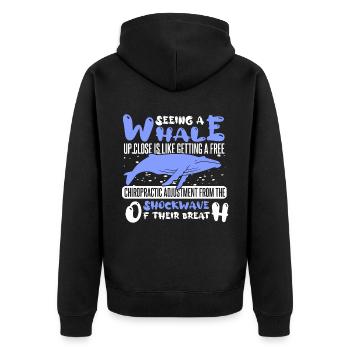 Humpback whale design for ocean, sea, whale and whales - Unisex Premium Organic Zip Hoodie - black - Back - Nico (187cm)
