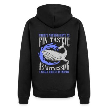 Wal-Zitat für Blauwal und Beluga-Wal - Unisex Premium Bio Zip Hoodie - Schwarz - Hinten - Nico (187cm)