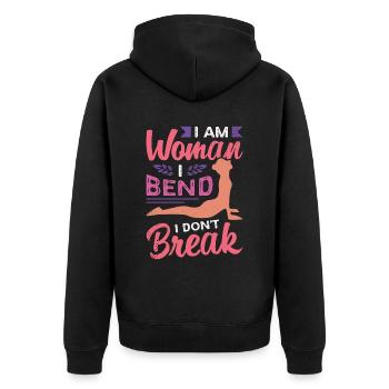 Contorsion Je suis femme Je plie Gymnastique Backflip - Veste à capuche bio Premium Unisexe - noir - Dos - Nico (187cm)