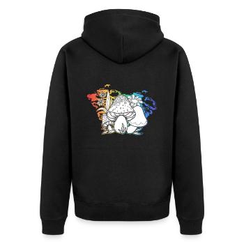 Pilze Hippie Kostüm Tie Dye Psychedelika - Unisex Premium Bio Zip Hoodie - Schwarz - Hinten - Nico (187cm)