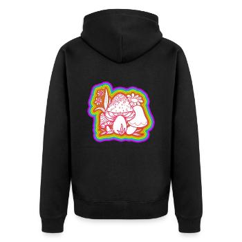 Pilze Hippie Kostüm Tie Dye Psychedelika - Unisex Premium Bio Zip Hoodie - Schwarz - Hinten - Nico (187cm)