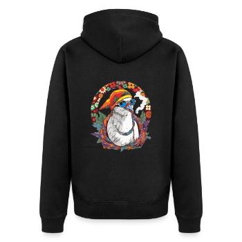 Pigeon Fumant Cannabis Herbe Hippie Peace - Veste à capuche bio Premium Unisexe - noir - Dos - Nico (187cm)
