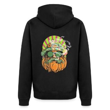 Hippie Trip Gras Cannabis Rauchen - Unisex Premium Bio Zip Hoodie - Schwarz - Hinten - Nico (187cm)
