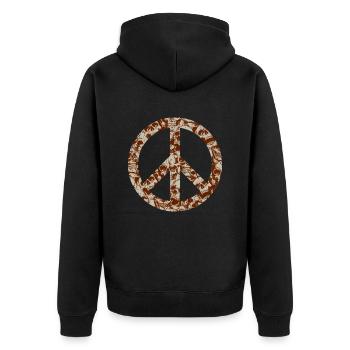 Peace Zeichen mit Totenköpfen - Hippie Halloween - Unisex Premium Bio Zip Hoodie - Schwarz - Hinten - Nico (187cm)