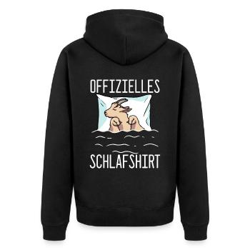 Offizielles Schlafshirt Ziege Schlafanzug Ziege - Unisex Premium Bio Zip Hoodie - Schwarz - Hinten - Nico (187cm)