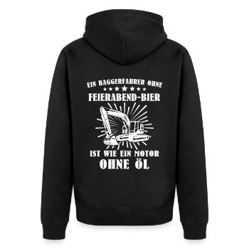 Baggerfuehrer Baggerfahrer - Unisex Premium Bio Zip Hoodie - Schwarz - Hinten - Nico (187cm)