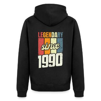 33. Geburtstag Level 33 Jahre 1990 Deko Geschenk - Unisex Premium Bio Zip Hoodie - Schwarz - Hinten - Nico (187cm)