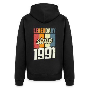 32nd Birthday Level 32 Years 1991 - Unisex Premium Organic Zip Hoodie - black - Back - Nico (187cm)