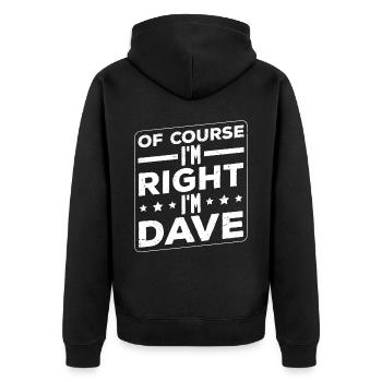 I'm Dave - Unisex Premium Organic Zip Hoodie - black - Back - Nico (187cm)