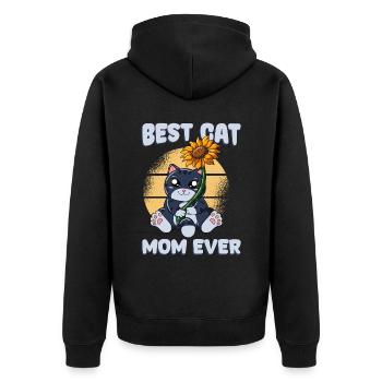 Best Cat Mom Ever - Unisex Premium Organic Zip Hoodie - black - Back - Nico (187cm)