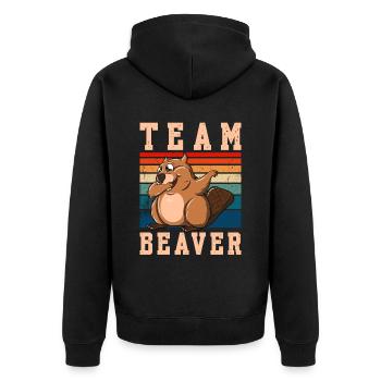 Team Beaver - Unisex Premium Bio Zip Hoodie - Schwarz - Hinten - Nico (187cm)