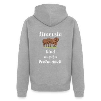 Limousin Rind I Frankreich Rinderzucht für - Unisex Premium Bio Zip Hoodie - Grau meliert - Hinten - Nico (187cm)