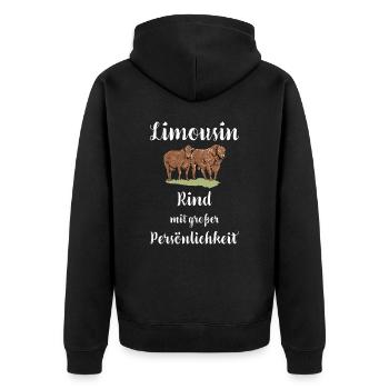 Limousin Rind I Frankreich Rinderzucht für - Unisex Premium Bio Zip Hoodie - Schwarz - Hinten - Nico (187cm)